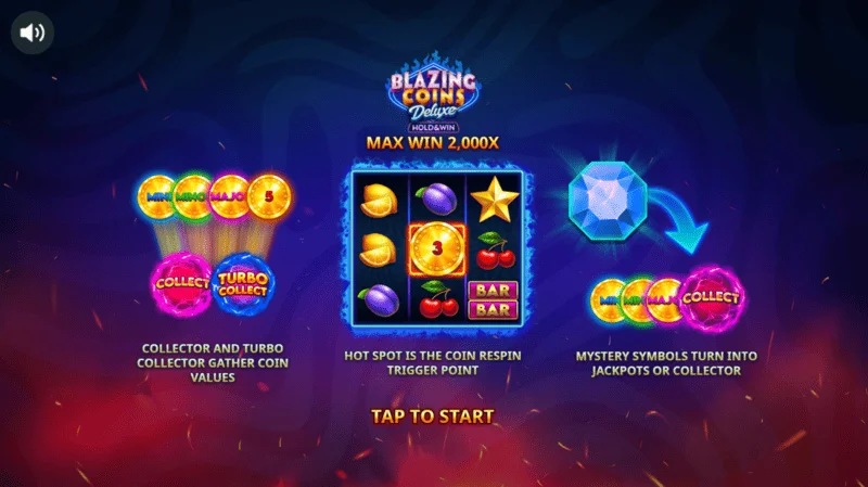Blazing Coins Deluxe κύριο μενού
